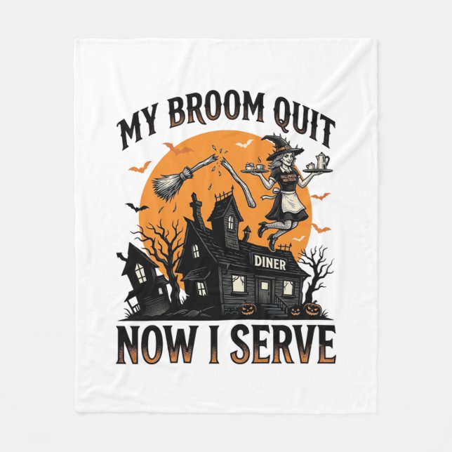 Halloween Servitris Tröja Kvast Bruten Humor_1 Fleecefilt (Framsidan)
