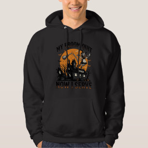 Halloween Servitris Tröja Kvast Bruten Humor_1 Hoodie