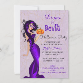 Halloween Sexig Diva i Mask med Pumpa Inbjudningar