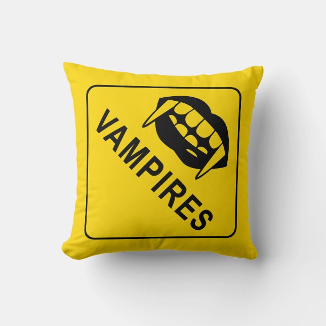 Halloween, Sexiga vampyrer, Varnings skylt Kudde (Framsida)
