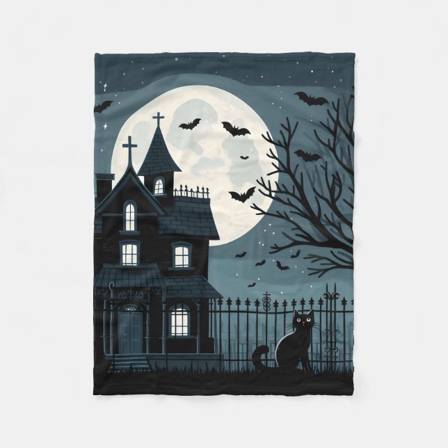 Halloween Shadow Cat Blanket Fleecefilt (Framsidan)