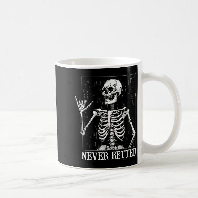 Halloween Shaka Hand Sign Never Better Skeleton Fu Kaffemugg (Höger)