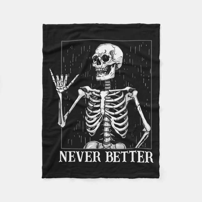 Halloween Shaka Handtecken Aldrig Bättre Skelett F Fleecefilt (Framsidan)