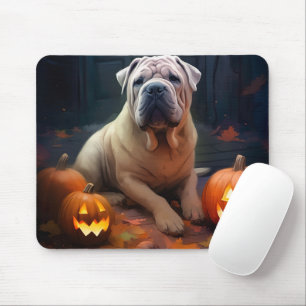 Halloween Shar Pei med pumpor Scary Musmatta