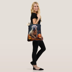 Halloween Shar Pei med pumpor Scary Tygkasse