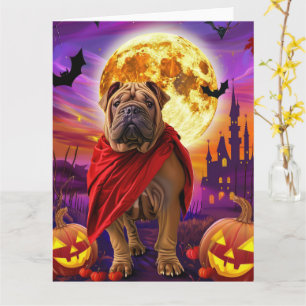Halloween Shar Pei Vampre Pumpkins Scary Kort