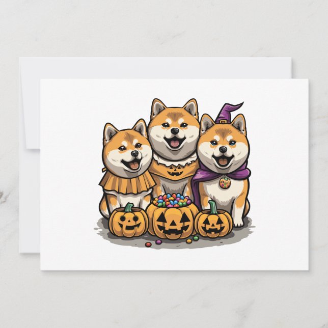 Halloween Shiba Inu Hundar Inbjudningar (Framsida)