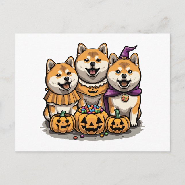 Halloween Shiba Inu Hundar Vykort (Framsida)