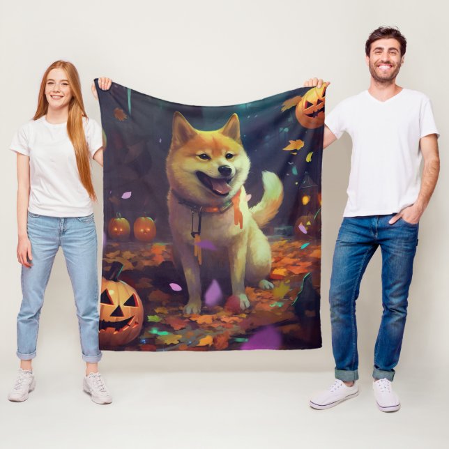Halloween Shiba Inu med påsar Fleecefilt (På plats)