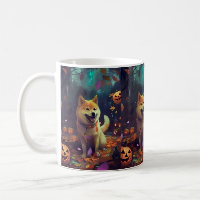 Halloween Shiba Inu med påsar Kaffemugg (Vänster)