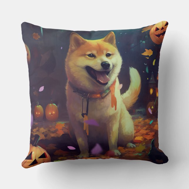Halloween Shiba Inu med påsar Kudde (Baksida)