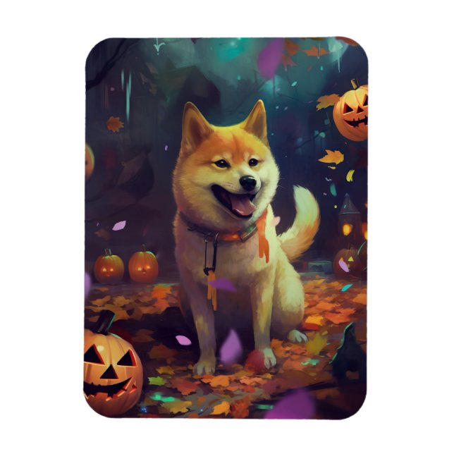 Halloween Shiba Inu med påsar Magnet (Vertikal)