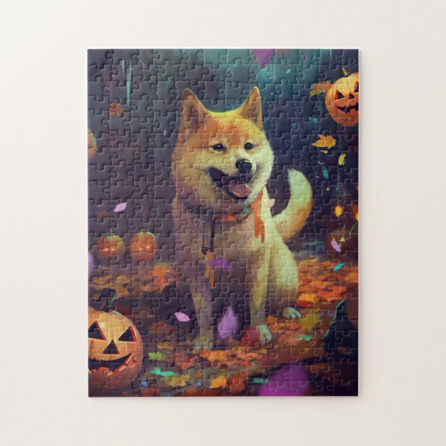 Halloween Shiba Inu med påsar Pussel (Vertikal)