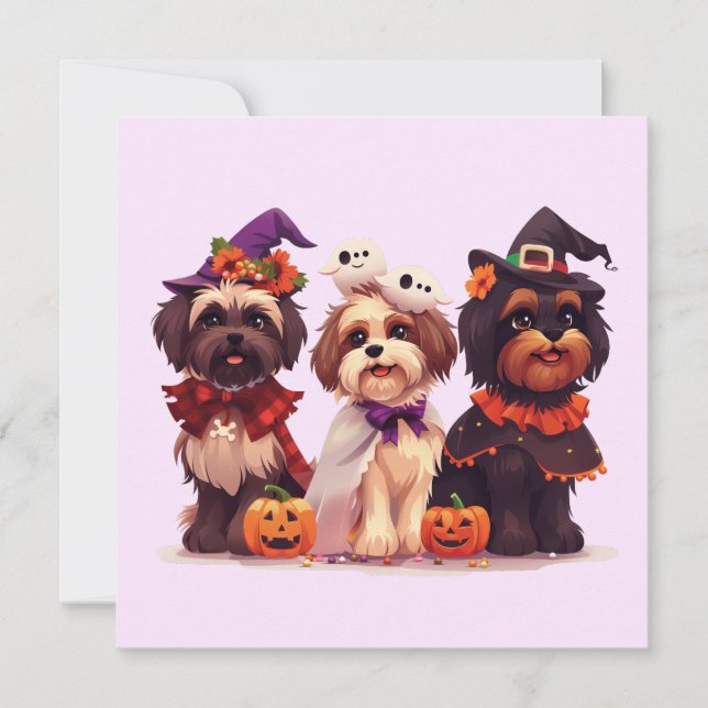Halloween Shih Tzu Hundar Inbjudningar (Framsida)
