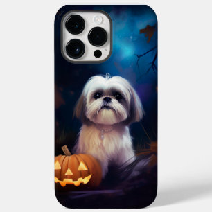 Halloween Shih Tzu med pumpor Scary