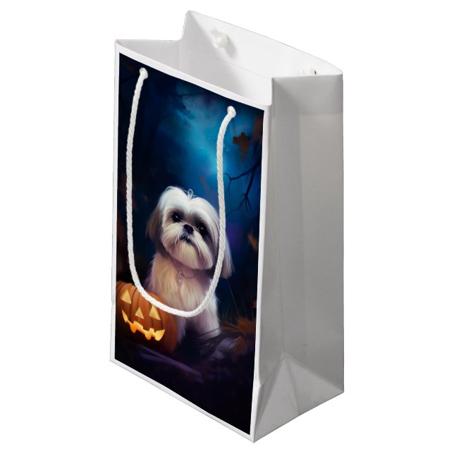 Halloween Shih Tzu med pumpor Scary (Framsidan Vinklad)
