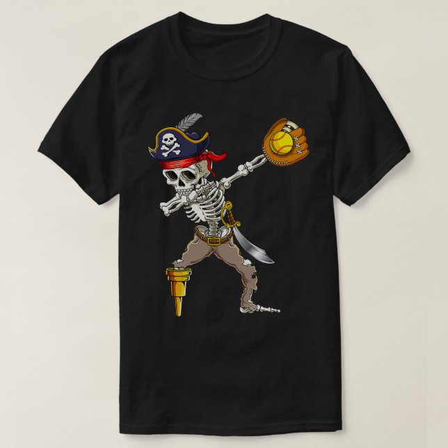 Halloween Shirt Dabbing Pirat Skeleton Softball S T (Design framsida)