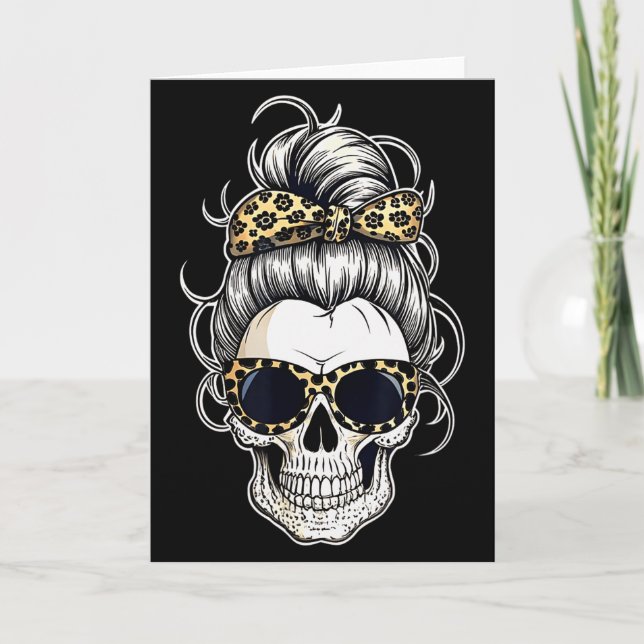 Halloween Shirt For Women Skull , Leopard  Kort (Framsida)