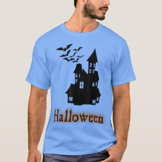 Halloween Shirt Haunted House and Bats Happy Hallo T
