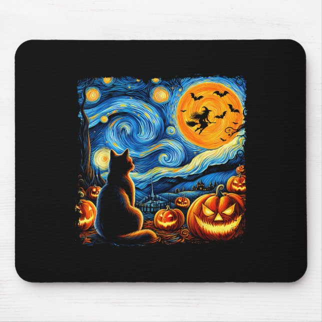 Halloween Shirt Men Women Black Cat Pumpkins Bats  Musmatta (Framsidan)