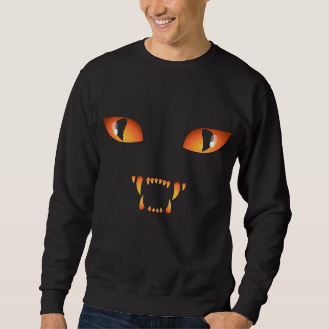 Halloween Shirt Spooky Black Cat Unisex Sweatshirt (Framsida)
