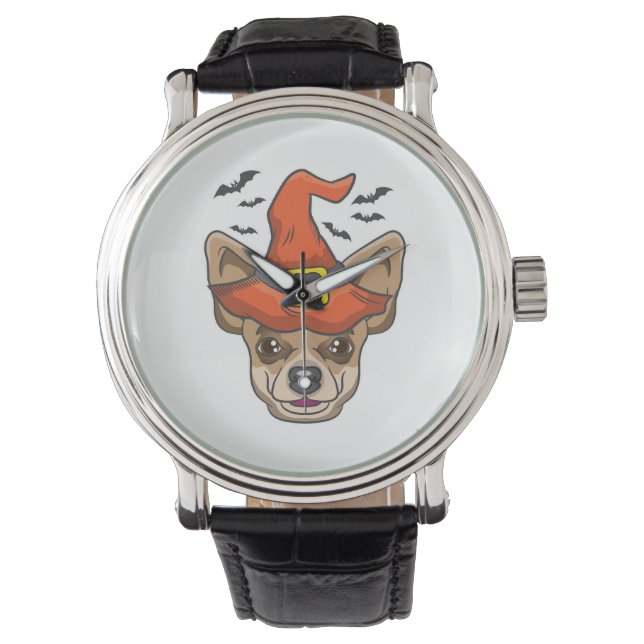 Halloween Shirt Witch Chihuahua Costume Gift Armbandsur (Framsida)