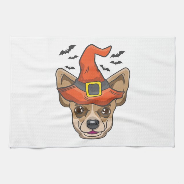 Halloween Shirt Witch Chihuahua Costume Gift Kökshandduk (Horisontell)