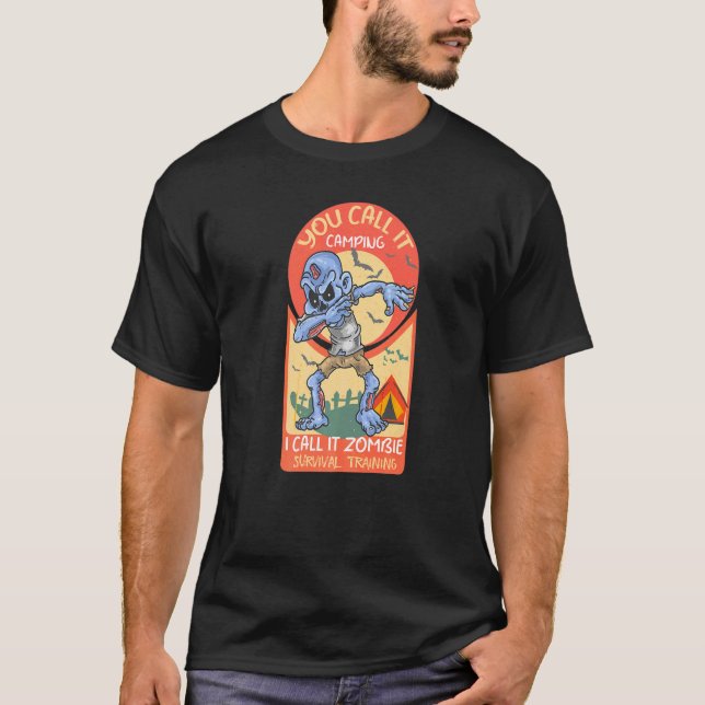 Halloween Shirt Zombie Survival Training Funny Cos T (Framsida)