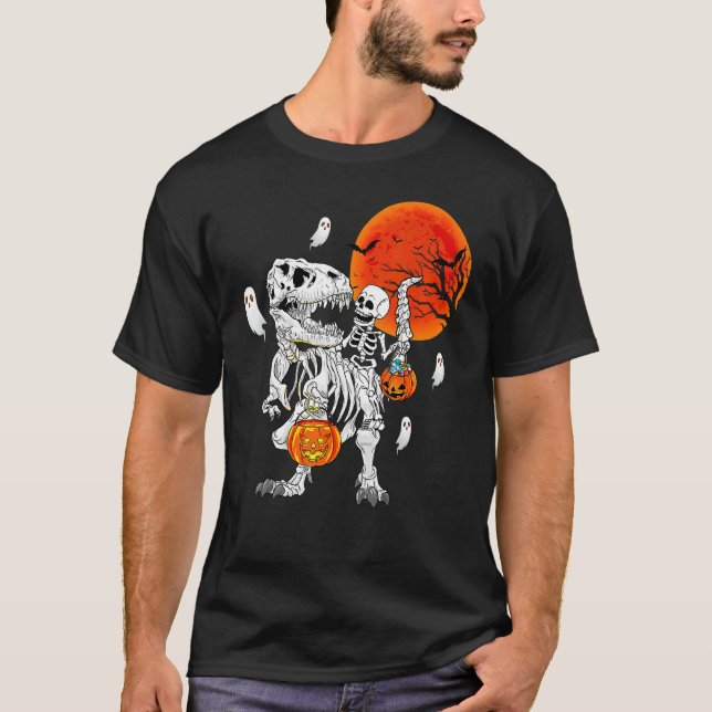 Halloween Shirts For Boys Kids Men Skeleton Riding T Shirt (Framsida)