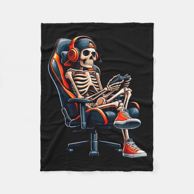 Halloween Shirts Skeleton Gamer Video Gaming Boys  Fleecefilt (Framsidan)