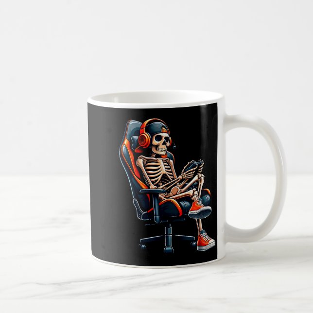 Halloween Shirts Skeleton Gamer Video Gaming Boys  Kaffemugg (Höger)