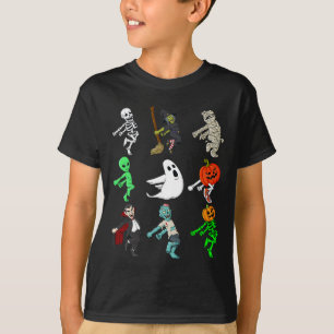 Halloween Shoot Dance Monsters Skeleton Boys Girls T Shirt