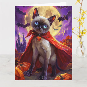 Halloween Siamese Cat Vampire Pumpkins Scary Kort