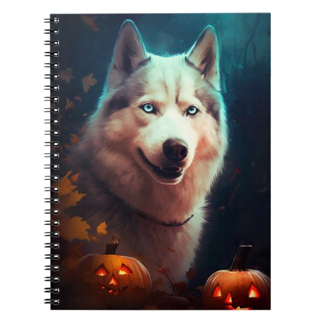 Halloween Siberian husky med påssjuka Anteckningsbok (Framsidan)