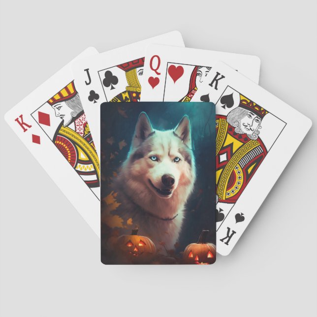 Halloween Siberian husky med påssjuka Casinokort (Baksidan)