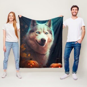 Halloween Siberian husky med påssjuka Fleecefilt