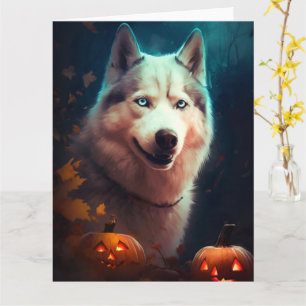Halloween Siberian husky med påssjuka Kort