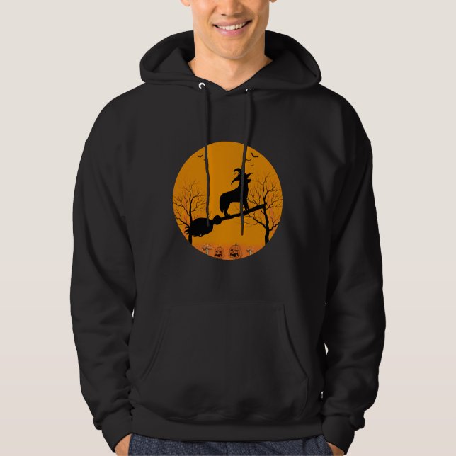Halloween Siberian husky Witch Scary Måne Funny H Hoodie (Framsida)
