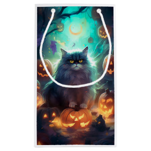 Halloween siberisk katt med pumpor