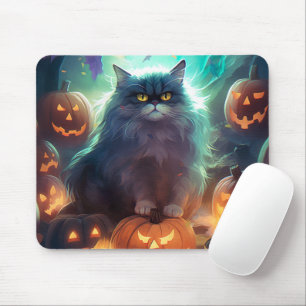 Halloween siberisk katt med pumpor musmatta