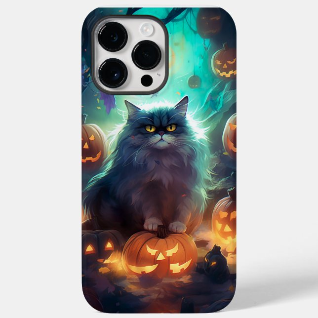 Halloween Sibirisk Katt Med Pumpa Skräck (Baksida)