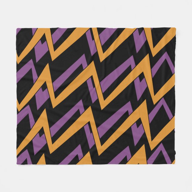 Halloween Sicksack Orange Lila  Fleecefilt (Framsidan (Horisontell))