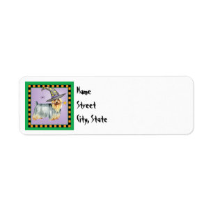 Halloween Silky Terrier Returadress Etikett