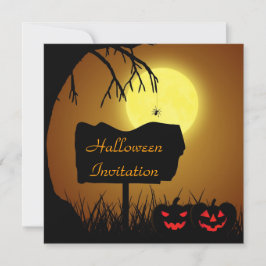 Halloween Siluett skylt - Festinbjudan Inbjudningar