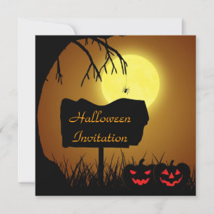 Halloween Siluett skylt - Festinbjudan Inbjudningar