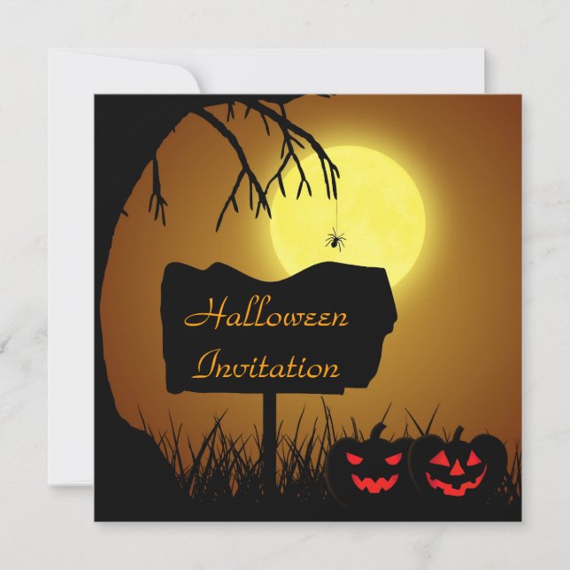 Halloween Siluett skylt - Festinbjudan Inbjudningar (Framsida)