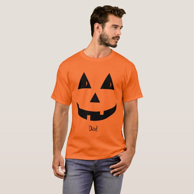 Halloween Simple Orange Jack o lantern Funny T Shirt (Hel framsida)