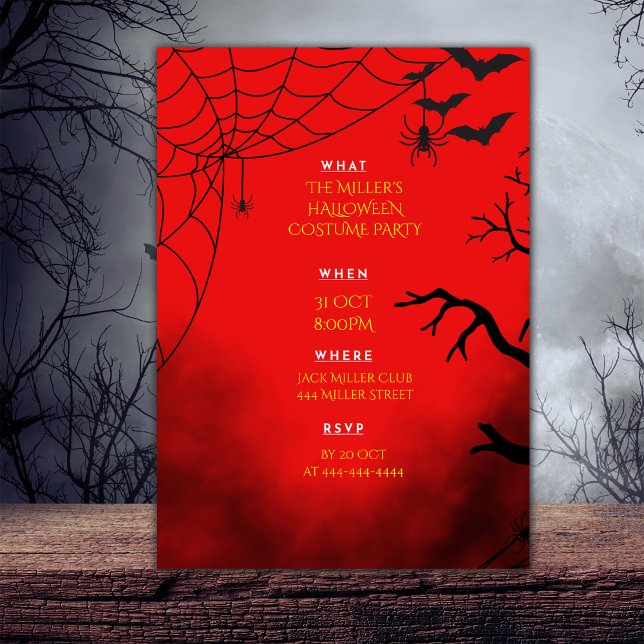 Halloween Simple Red Party Anpassa Inbjudningar (Skapare uppladdad)