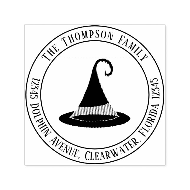 Halloween Simple Returadress Witch Hat Självfärgande Stämpel (Design)