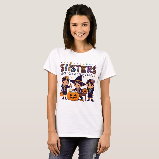 Halloween Sisters - Spooky T Shirt (Hel framsida)